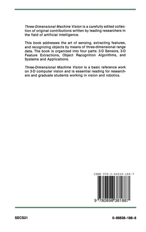 Produktbild: Three-Dimensional Machine Vision