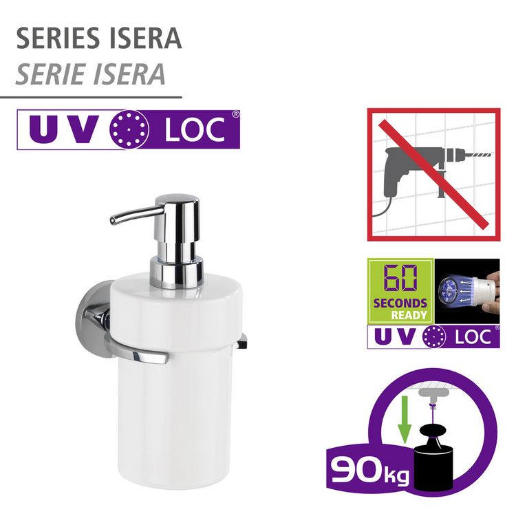 Produktbild: UV-Loc&reg; Seifenspender Mod. Isera, Befestigen ohne Bohren mit innovativem Klebesystem