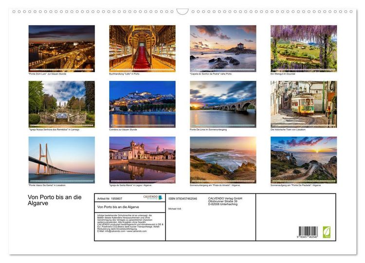 Produktbild: Von Porto bis an die Algarve (Wandkalender 2026 DIN A2 quer), CALVENDO Monatskalender