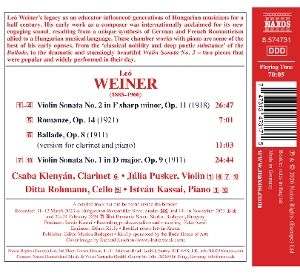 Produktbild: Weiner: Violinsonaten Nr. 1 + 2/Romanze/Ballade