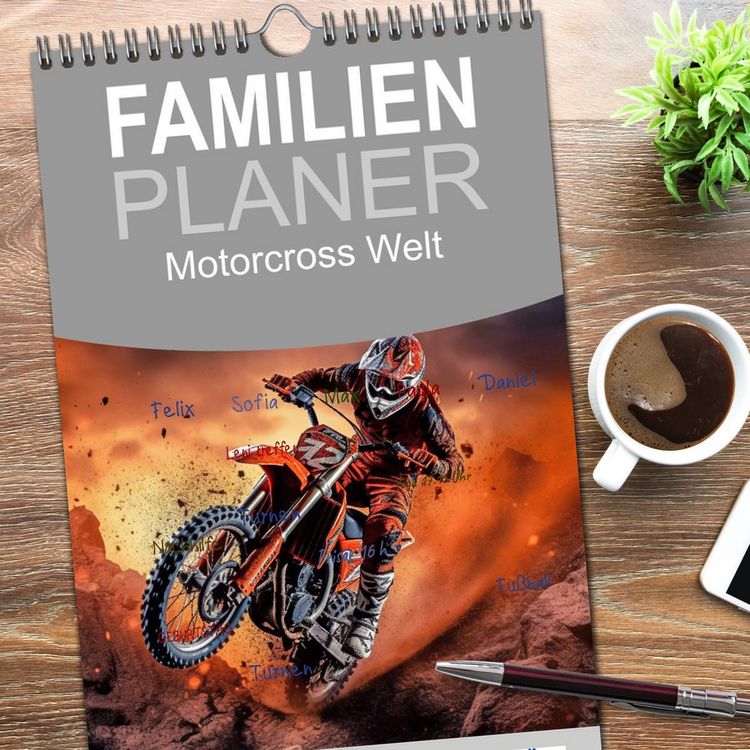 Produktbild: Familienplaner 2026 - Motorcross Welt mit 5 Spalten (Wandkalender, 21 x 45 cm) CALVENDO