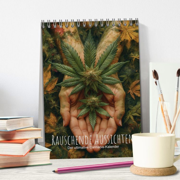 Produktbild: Rauschende Aussichten - Der ultimative Cannabis-Kalender (Tischkalender 2026 DIN A5 hoch), CALVENDO Monatskalender