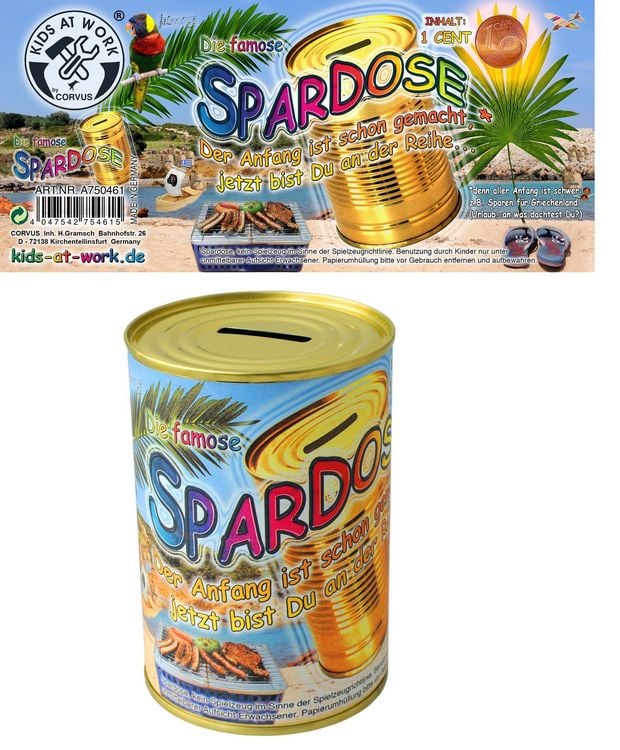 Produktbild: Corvus A750461 - Kids-at-Work, Spardose (geschlossen und knacksicher) inkl. 1 Cent, 75x110cm,