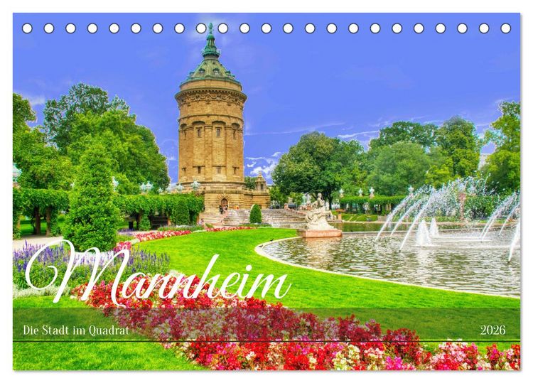 Produktbild: Mannheim - Die Stadt im Quadrat (Tischkalender 2026 DIN A5 quer), CALVENDO Monatskalender