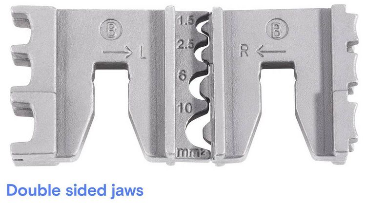 Produktbild: TOOLCRAFT 2-i-1 818644 Crimpzange Isolierte Flachstecker, Kabelschuhe, Sto&szlig;verbinder 0.5 bis 10 mm&sup2;
