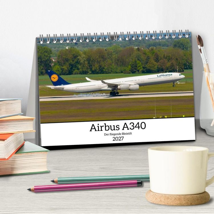 Produktbild: Airbus A340 Der fliegende Bleistift (Tischkalender 2027 DIN A5 quer), CALVENDO Monatskalender