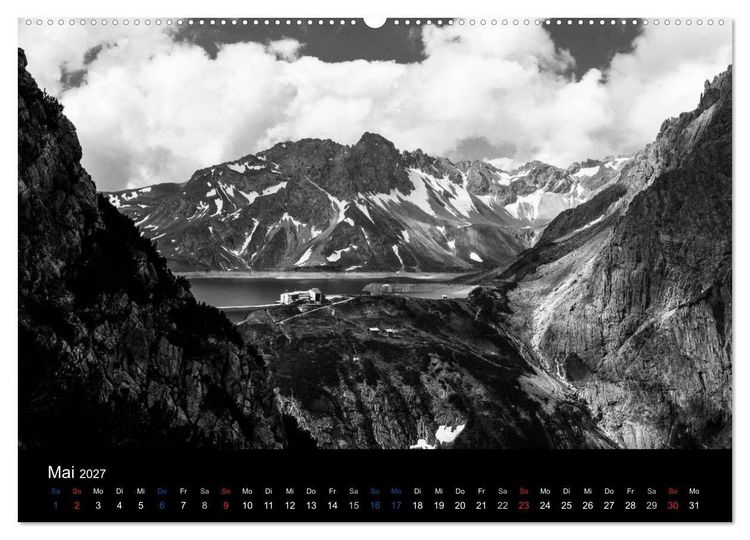 Produktbild: BERGE IN SCHWARZ WEISS (Wandkalender 2027 DIN A2 quer), CALVENDO Monatskalender