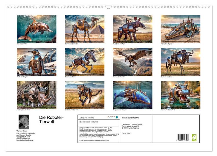 Produktbild: Die Roboter-Tierwelt (Wandkalender 2026 DIN A2 quer), CALVENDO Monatskalender