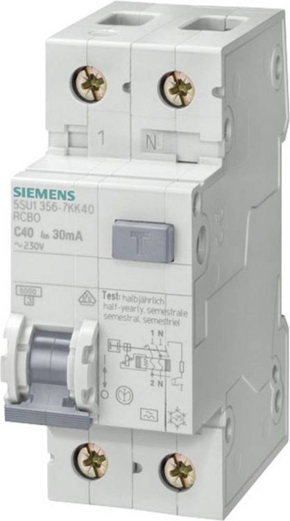 Produktbild: Siemens 5SU13567KK20 FI-Schutzschalter 1polig 20 A 0.03 A 230 V
