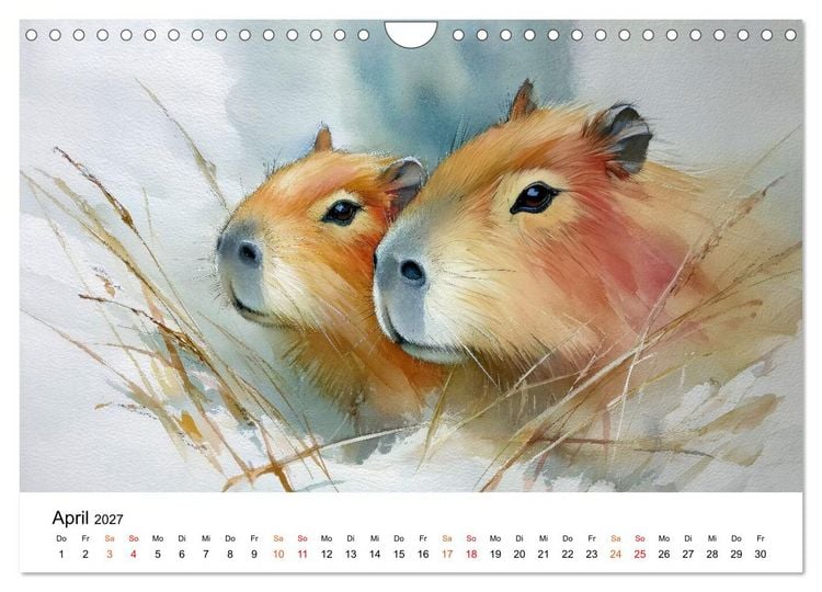 Produktbild: Capybara - die Kunst des gelassenen Daseins (Wandkalender 2027 DIN A4 quer), CALVENDO Monatskalender