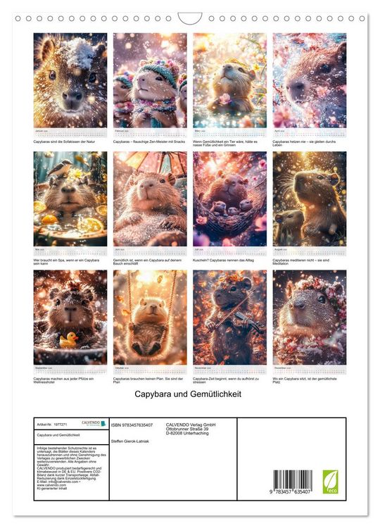 Produktbild: Capybara und Gem&uuml;tlichkeit (Wandkalender 2026 DIN A3 hoch), CALVENDO Monatskalender
