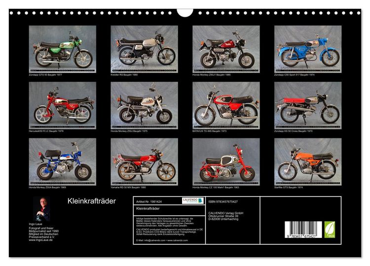 Produktbild: Kleinkraftr&auml;der (Wandkalender 2026 DIN A3 quer), CALVENDO Monatskalender