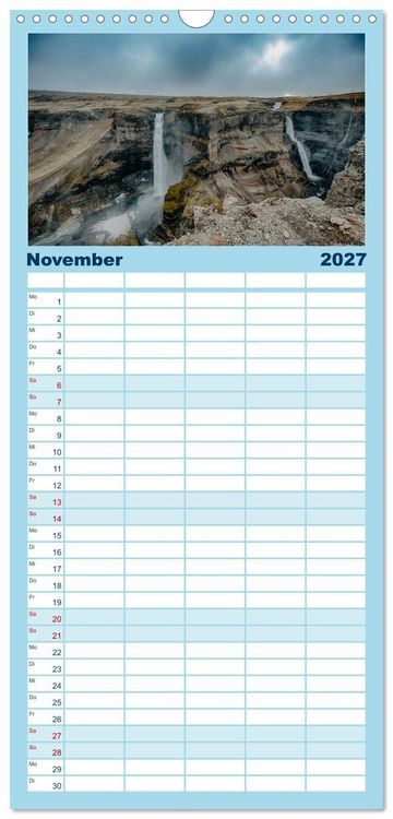 Produktbild: Familienplaner 2027 - Island - Rundreise im Oktober mit 5 Spalten (Wandkalender, 21 x 45 cm) CALVENDO