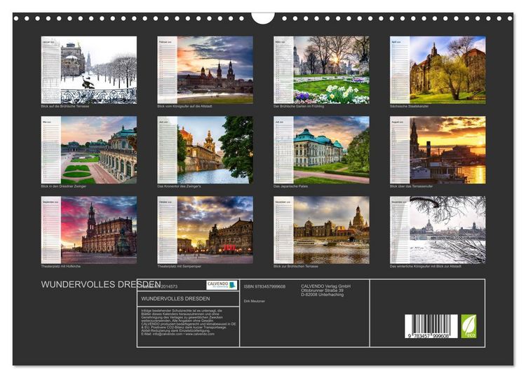 Produktbild: WUNDERVOLLES DRESDEN (Wandkalender 2026 DIN A3 quer), CALVENDO Monatskalender