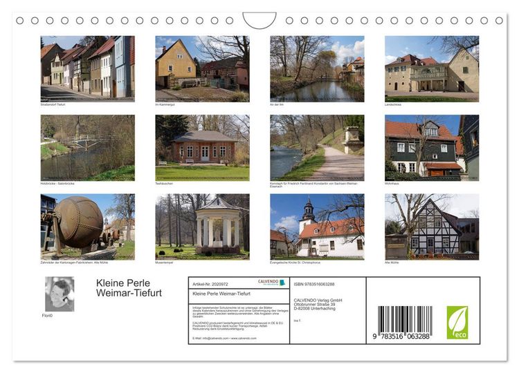 Produktbild: Kleine Perle Weimar-Tiefurt (Wandkalender 2026 DIN A4 quer), CALVENDO Monatskalender