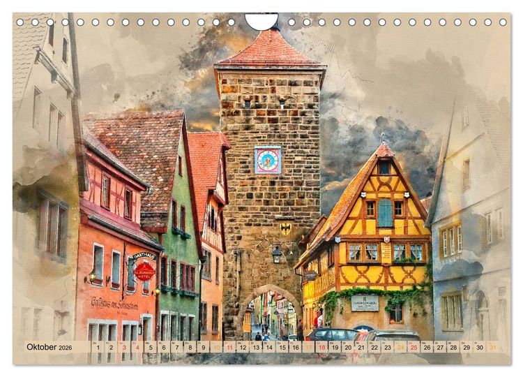 Produktbild: Romantische St&auml;dte - Rothenburg ob der Tauber (Wandkalender 2026 DIN A4 quer), CALVENDO Monatskalender