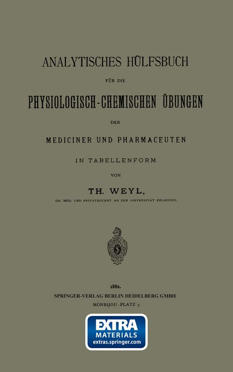 Produktbild: Analytisches H&uuml;lfsbuch f&uuml;r die Physiologisch-Chemischen &Uuml;bungen der Mediciner und Pharmaceuten in Tabellenform