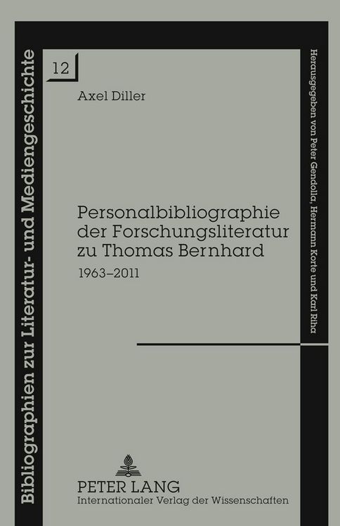 Produktbild: Personalbibliographie der Forschungsliteratur zu Thomas Bernhard