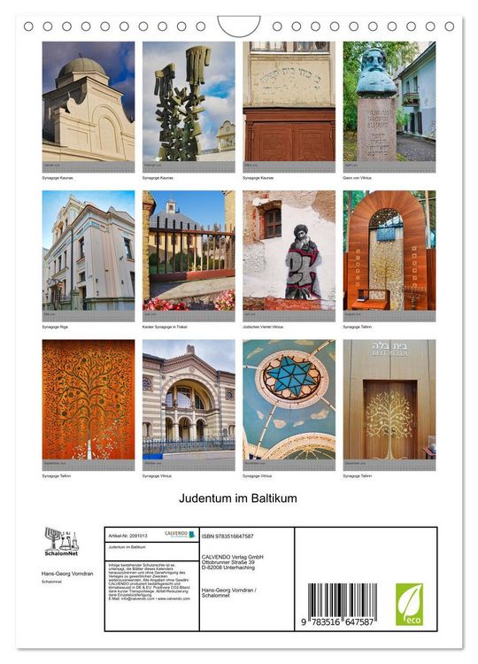 Produktbild: Judentum im Baltikum (Wandkalender 2026 DIN A4 hoch), CALVENDO Monatskalender