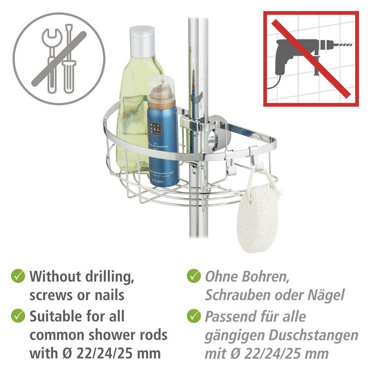 Produktbild: Duschstangencaddy Mod. Floresta Rund, Anbringung ohne Bohren und Schrauben