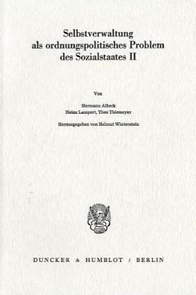 Produktbild: Selbstverwaltung als ordnungspolitisches Problem des Sozialstaates II