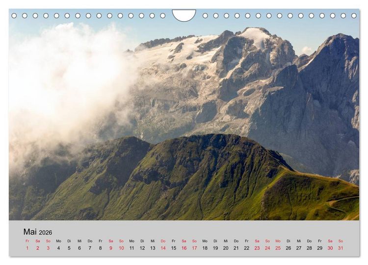 Produktbild: S&uuml;dtiroler Bergwelten - Die monti pallidi, Idylle die fast unwirklich erscheint (Wandkalender 2026 DIN A4 quer), CALVENDO Monatskalender