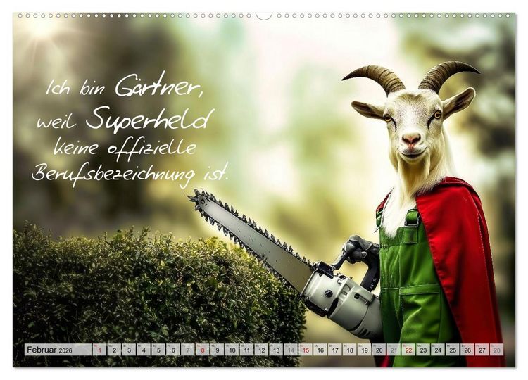Produktbild: Den Bock zum G&auml;rtner gemacht (Wandkalender 2026 DIN A2 quer), CALVENDO Monatskalender