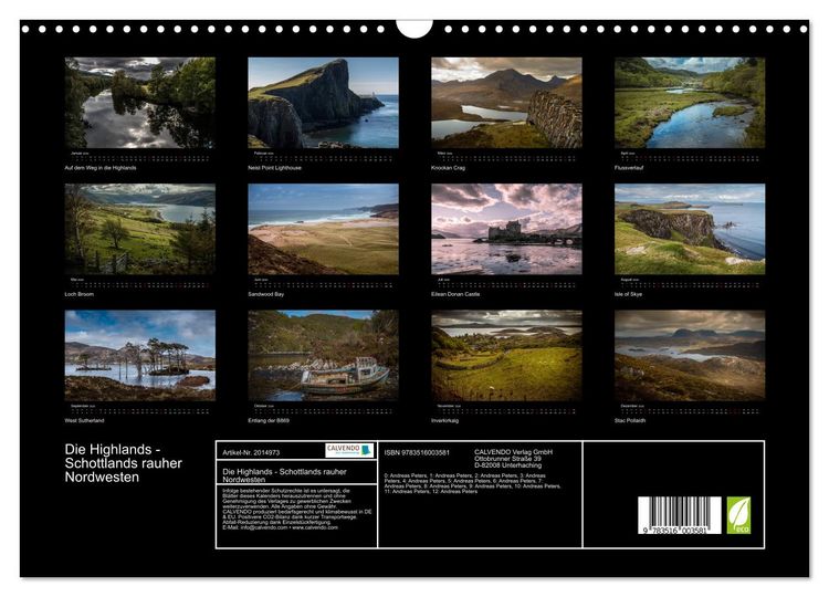Produktbild: Die Highlands - Schottlands rauher Nordwesten (Wandkalender 2026 DIN A3 quer), CALVENDO Monatskalender