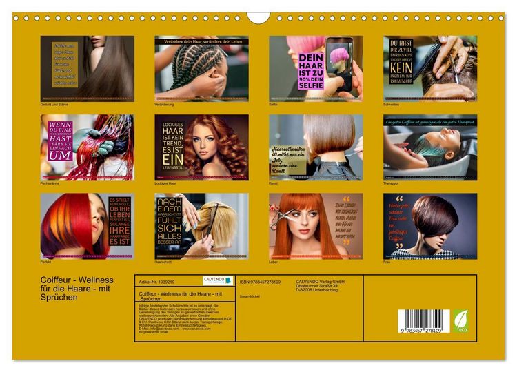 Produktbild: Coiffeur - Wellness f&uuml;r die Haare - mit Spr&uuml;chen (Wandkalender 2026 DIN A3 quer), CALVENDO Monatskalender