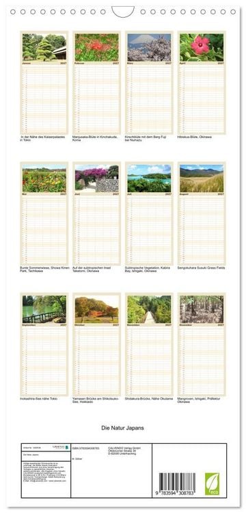 Produktbild: Familienplaner 2027 - Die Natur Japans mit 5 Spalten (Wandkalender, 21 x 45 cm) CALVENDO