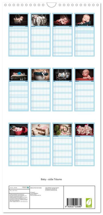 Produktbild: Familienplaner 2026 - Baby - s&uuml;&szlig;e Tr&auml;ume mit 5 Spalten (Wandkalender, 21 x 45 cm) CALVENDO
