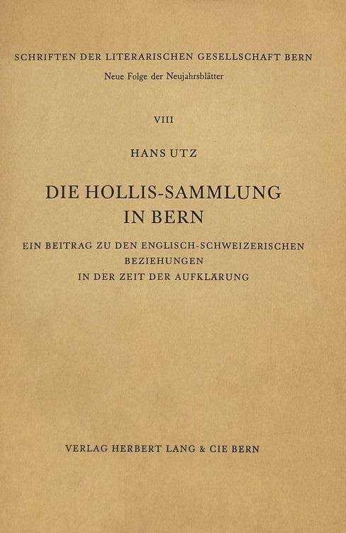 Produktbild: Die Hollis-Sammlung in Bern