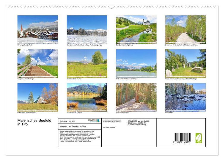 Produktbild: Malerisches Seefeld in Tirol (hochwertiger Premium Wandkalender 2026 DIN A2 quer), Kunstdruck in Hochglanz