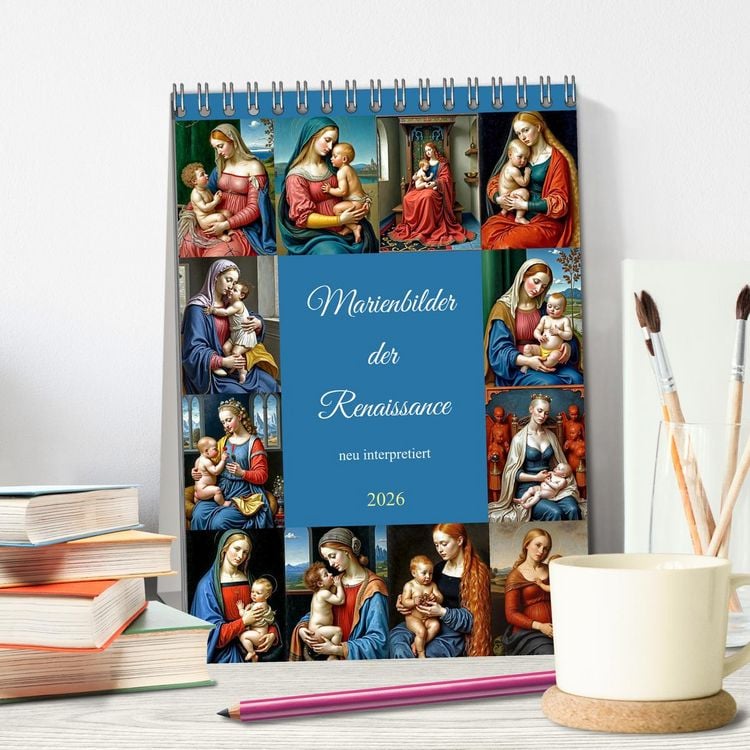 Produktbild: Marienbilder der Renaissance neu interpretiert (Tischkalender 2026 DIN A5 hoch), CALVENDO Monatskalender