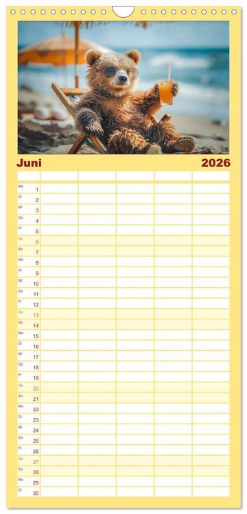 Produktbild: Familienplaner 2026 - Abenteuer eines Taddyb&auml;ren mit 5 Spalten (Wandkalender, 21 x 45 cm) CALVENDO