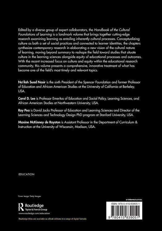 Produktbild: Handbook of the Cultural Foundations of Learning