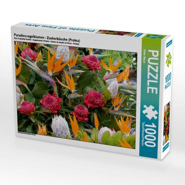Produktbild: CALVENDO Puzzle Paradiesvogelblumen - Zuckerb&uuml;sche (Protea) 1000 Teile Puzzle quer | 1000 Teile Lege-Gr&ouml;&szlig;e 64 &times; 48 cm Foto-Puzzle f&uuml;r gl&uuml;ckliche Stunden