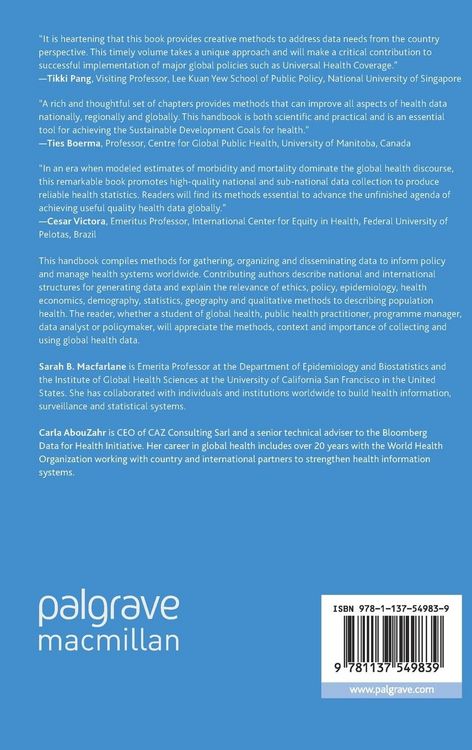 Produktbild: The Palgrave Handbook of Global Health Data Methods for Policy and Practice