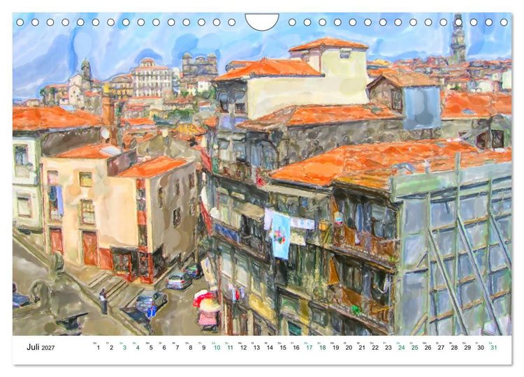 Produktbild: Porto - Ansichten in Aquarell (Wandkalender 2027 DIN A4 quer), CALVENDO Monatskalender