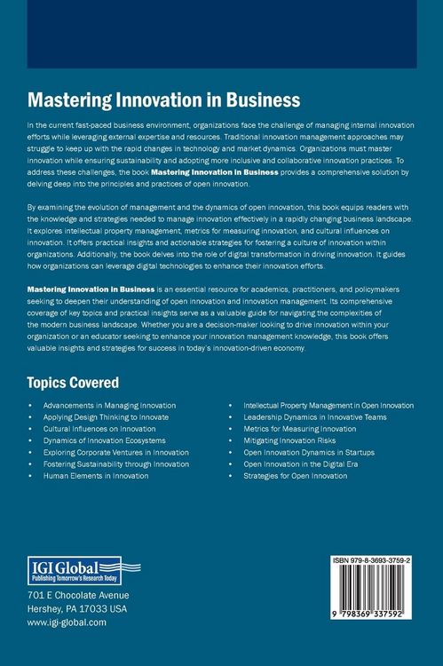 Produktbild: Mastering Innovation in Business
