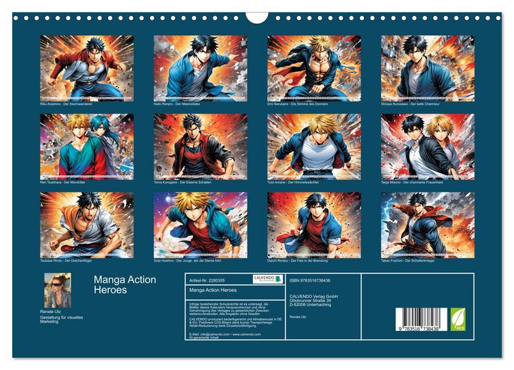 Produktbild: Manga Action Heroes (Wandkalender 2026 DIN A3 quer), CALVENDO Monatskalender