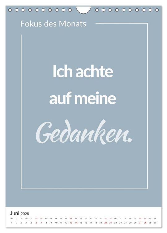 Produktbild: Achtsamkeitskalender: Mehr Achtsamkeit im Alltag mit dem Fokus des Monats (Wandkalender 2026 DIN A4 hoch), CALVENDO Monatskalender