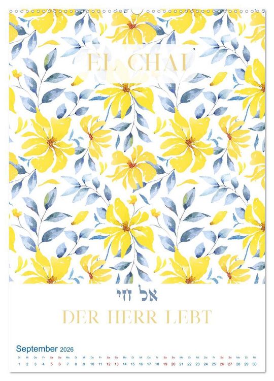Produktbild: Hebr&auml;ische Namen Gottes aus der Torah (Wandkalender 2026 DIN A2 hoch), CALVENDO Monatskalender