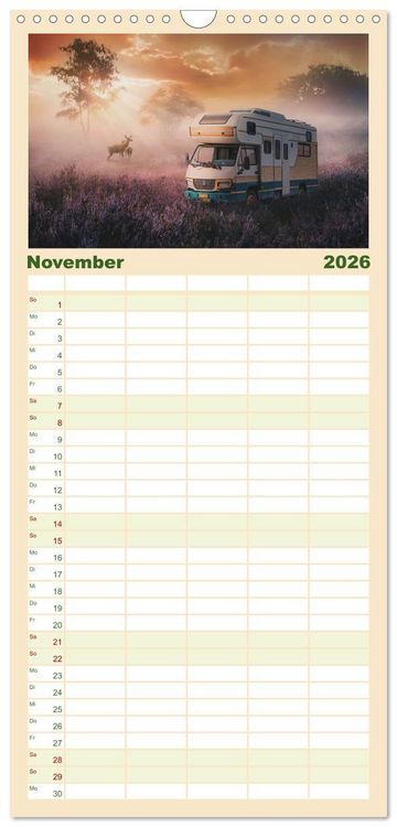 Produktbild: Familienplaner 2026 - Camping macht gl&uuml;cklich! mit 5 Spalten (Wandkalender, 21 x 45 cm) CALVENDO