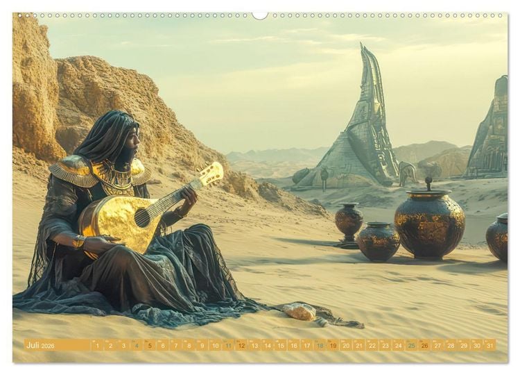Produktbild: W&uuml;stenmusikanten und W&uuml;stent&auml;nzer - Surreale Impressionen (Wandkalender 2026 DIN A2 quer), CALVENDO Monatskalender