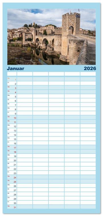 Produktbild: Familienplaner 2026 - Pen&iacute;nsula Ib&eacute;rica mit 5 Spalten (Wandkalender, 21 x 45 cm) CALVENDO