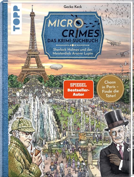 Produktbild: Micro Crimes. Das Krimi-Suchbuch. Sherlock Holmes und der Meisterdieb Ars&egrave;ne Lupin. Finde die Verbrecher im Chaos von Paris 1920