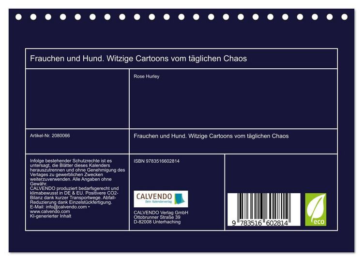 Produktbild: Frauchen und Hund. Witzige Cartoons vom t&auml;glichen Chaos (Tischkalender 2026 DIN A5 quer), CALVENDO Monatskalender