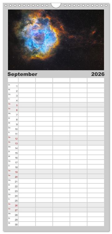 Produktbild: Familienplaner 2026 - Deep Sky Kalender mit 5 Spalten (Wandkalender, 21 x 45 cm) CALVENDO