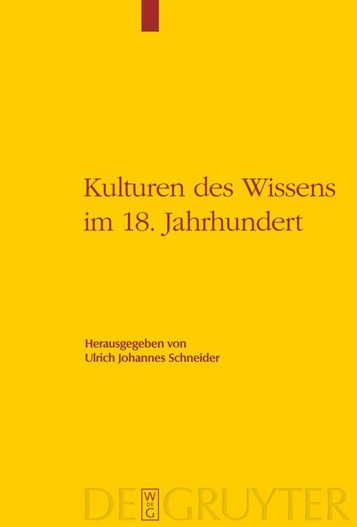 Produktbild: Kulturen des Wissens im 18. Jahrhundert